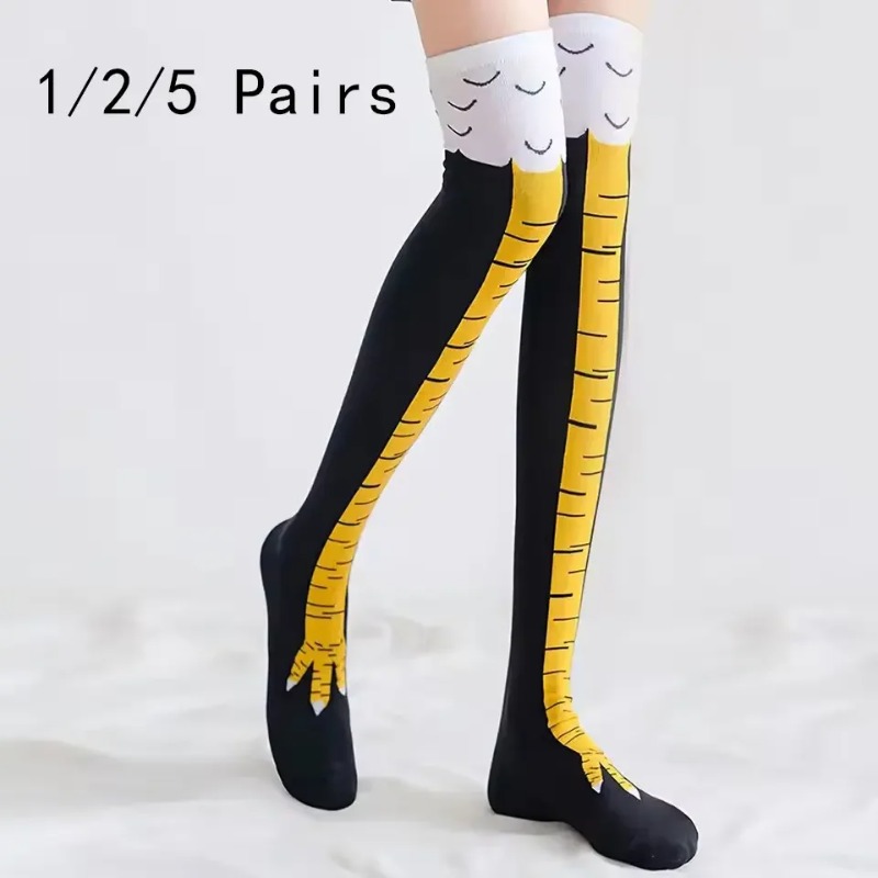 1/2/5 Pairs Women Knee High So - Funny Chicken Leg Socks recension och pris