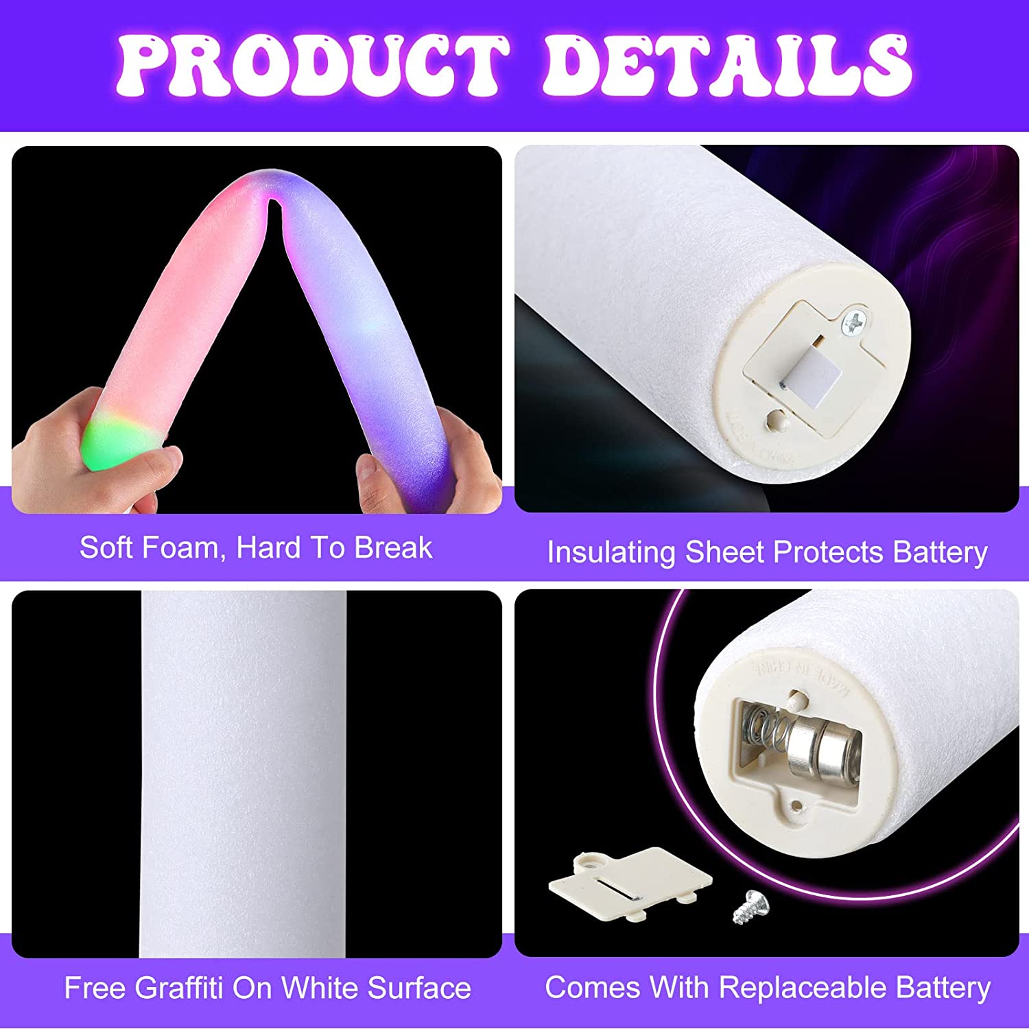30/60pcs LED Glow Foam Stick F - Flashing Led Foam Sticks Party recension och pris