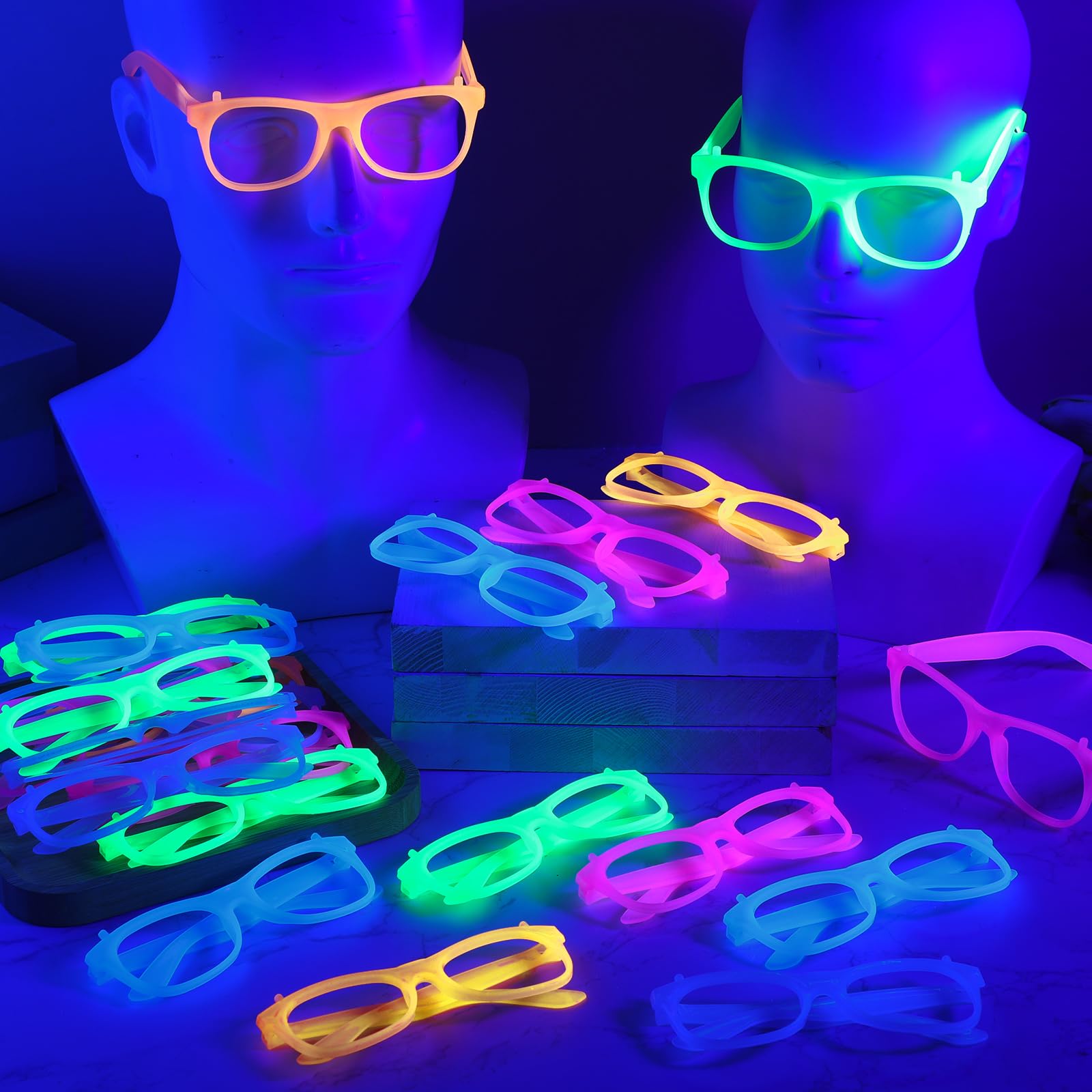 2/12pcs Glow-in-the-Dark Neon  - Glow In The Dark Party Glasses recension och pris